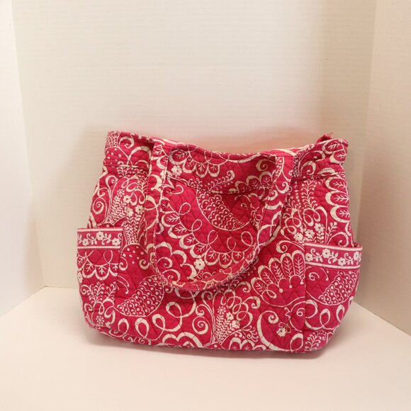 Vera Bradley Handbags - Vera Bradley Tote Cushioned Cloth Women's Red and White Handbag